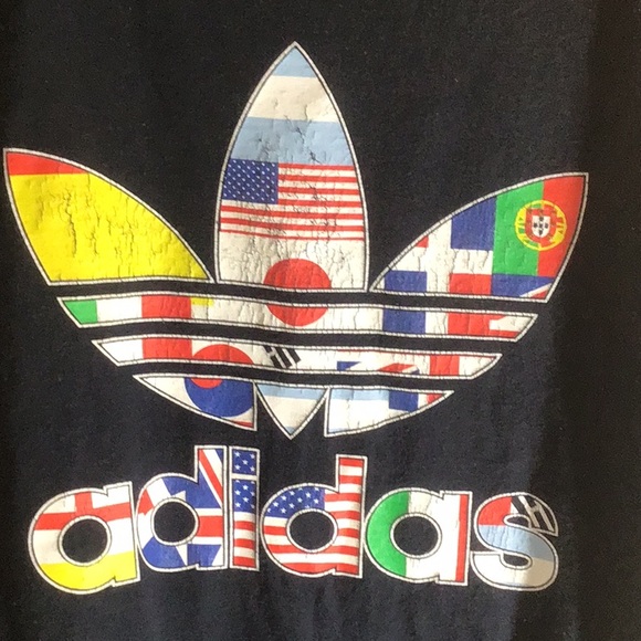 adidas Other - Adidas World Olympic Large Black Tee with Trefoil World Flags